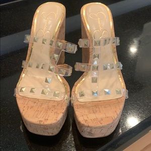 Jessica Simpson clear wedge.